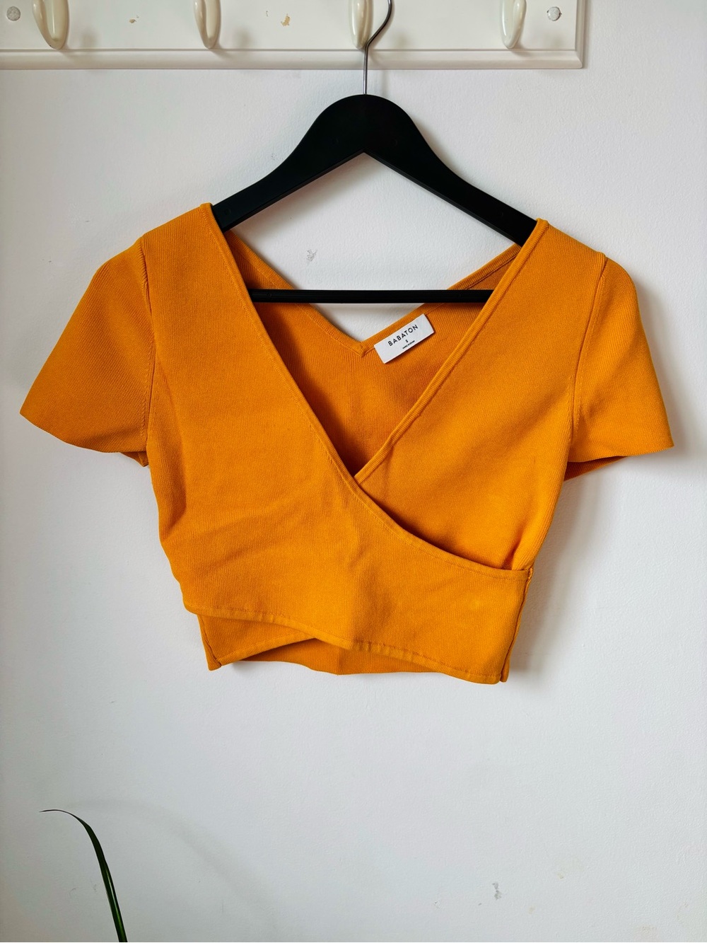Aritiza Babaton Knit Cross-over top | Size S | Orange Tangerine | Fall | Holiday